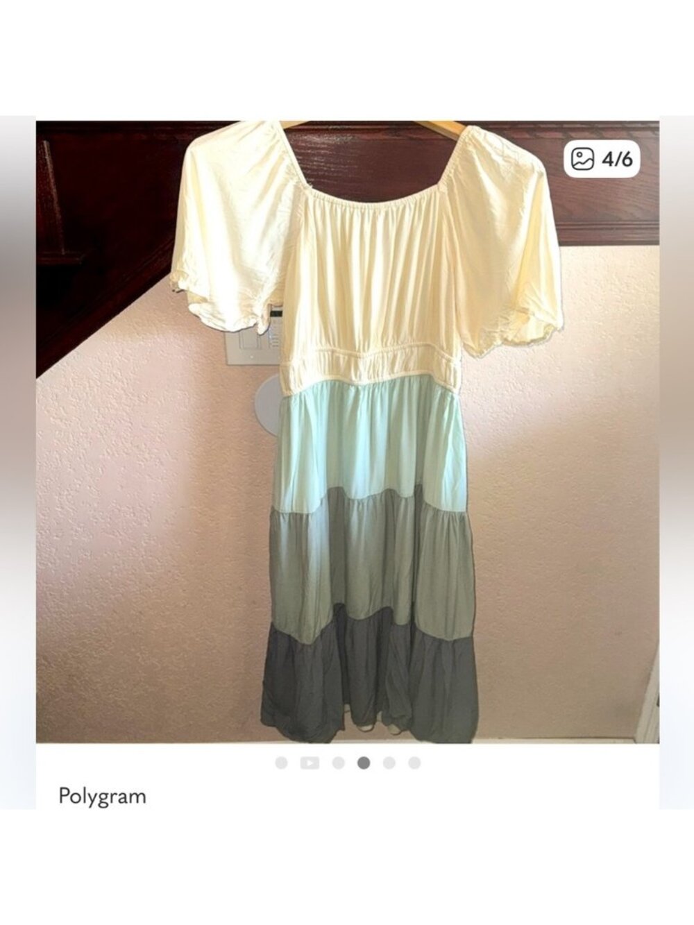 Boho Tiered Maxi Dress in Cream and Blue - Picture 2 of 4